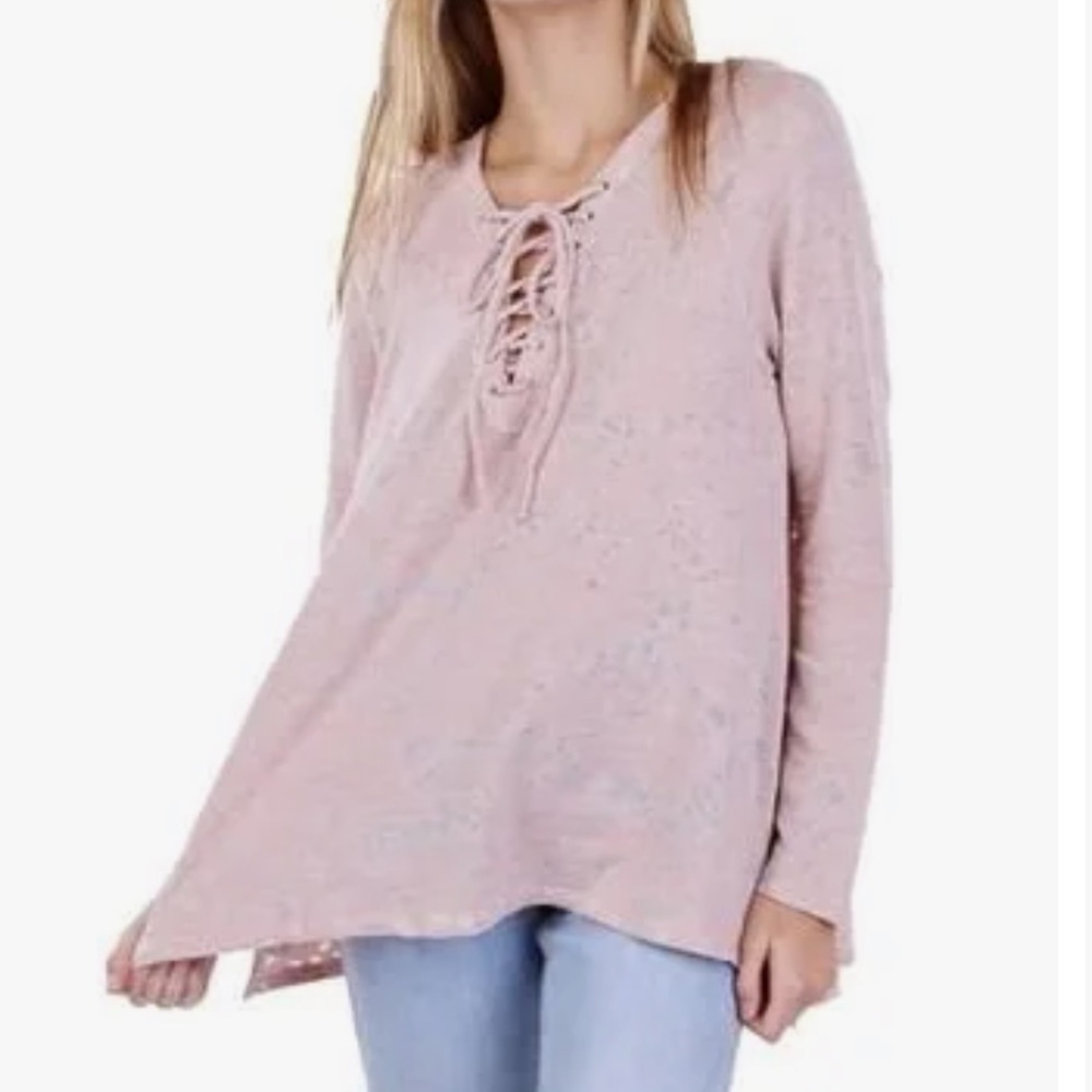 Anthropologie Maronie Hi Low Hooded Sweater In Blush. NWT! Sz M